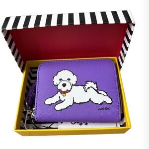 NWT Marc Tetro Bichon Frise Small Zip Around Wallet Wristlet in Gift Box Purple